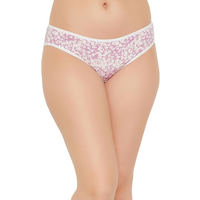 

Clovia Low Waist Floral Print Bikini Panty in Lavender - Cotton - PN5101D12