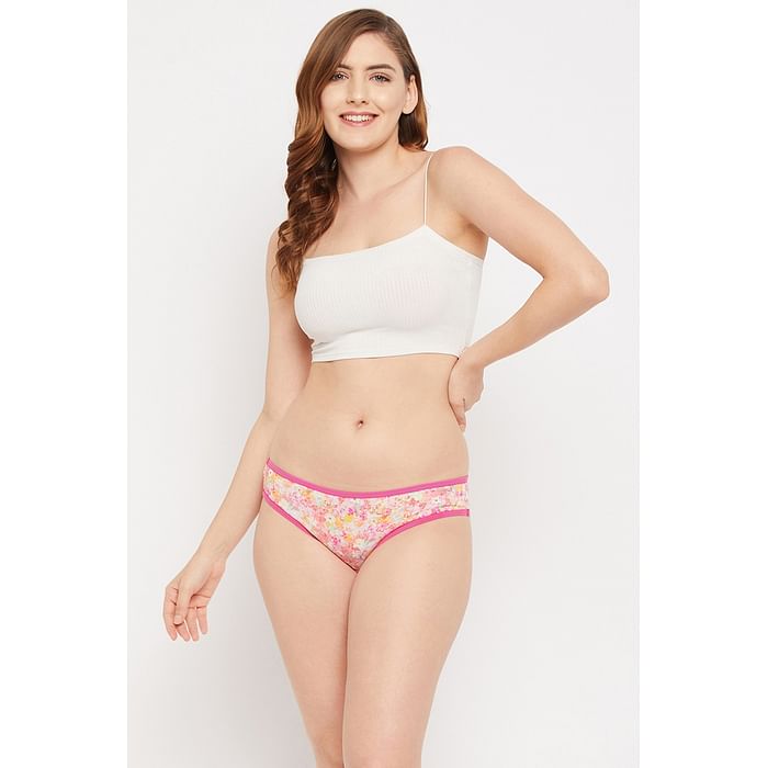 

Clovia Low Waist Floral Print Bikini Panty in Light Pink - Cotton - PN3380A22