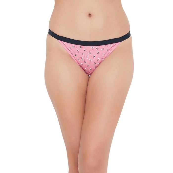 

Clovia Low Waist Floral Print Bikini Panty in Light Pink - Cotton - PN3169S22