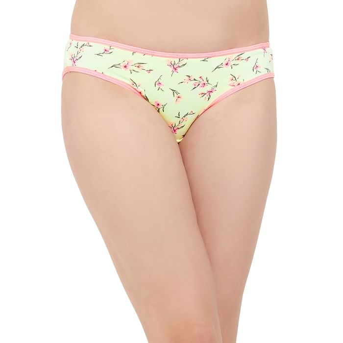 

Clovia Low Waist Floral Print Bikini Panty in Mint Green - PN2810F11, Light green