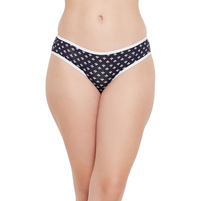 

Clovia Low Waist Floral Print Bikini Panty in Navy - PN3380A08