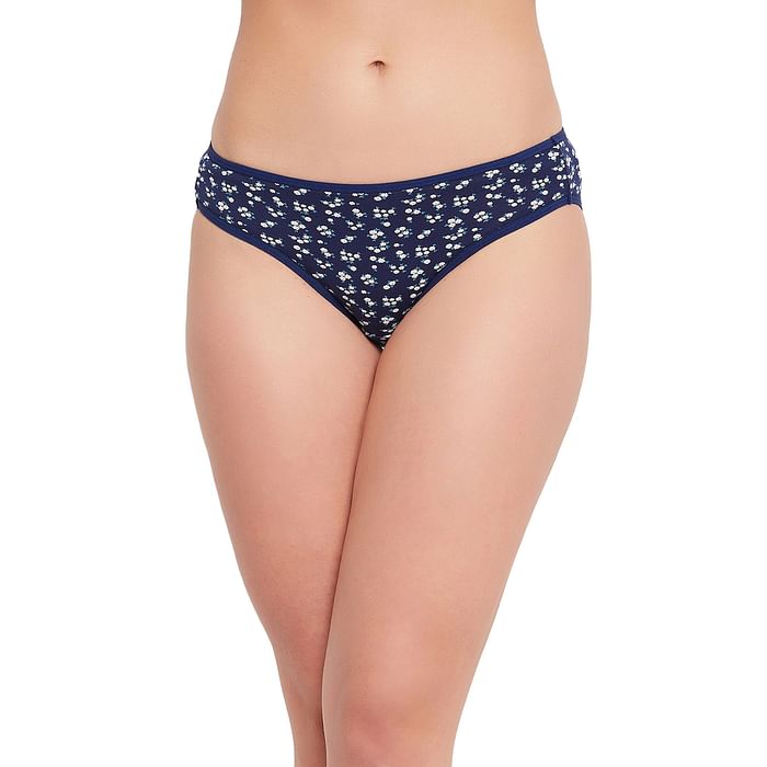 

Clovia Low Waist Floral Print Bikini Panty in Navy - Cotton - PN5101C08