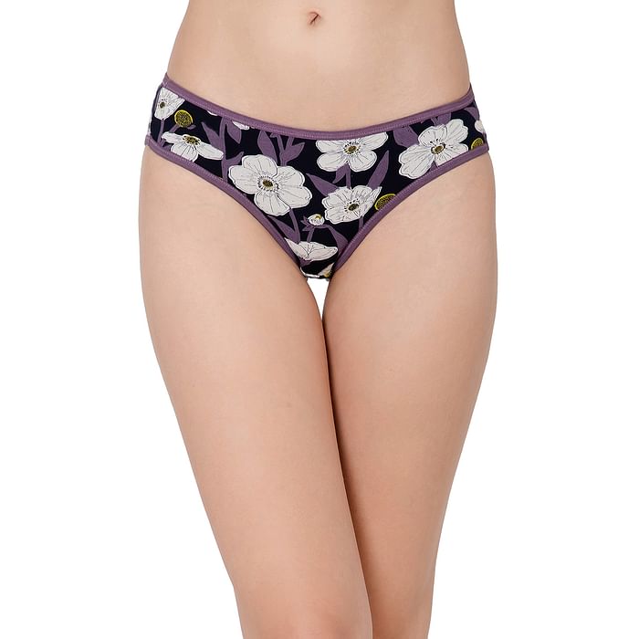 

Clovia Low Waist Floral Print Bikini Panty in Navy - Cotton - PN3465C08