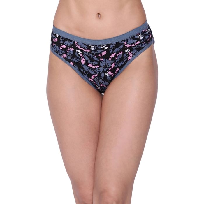 

Clovia Low Waist Floral Print Bikini Panty in Navy - Cotton - PN3465D19, Multicolour