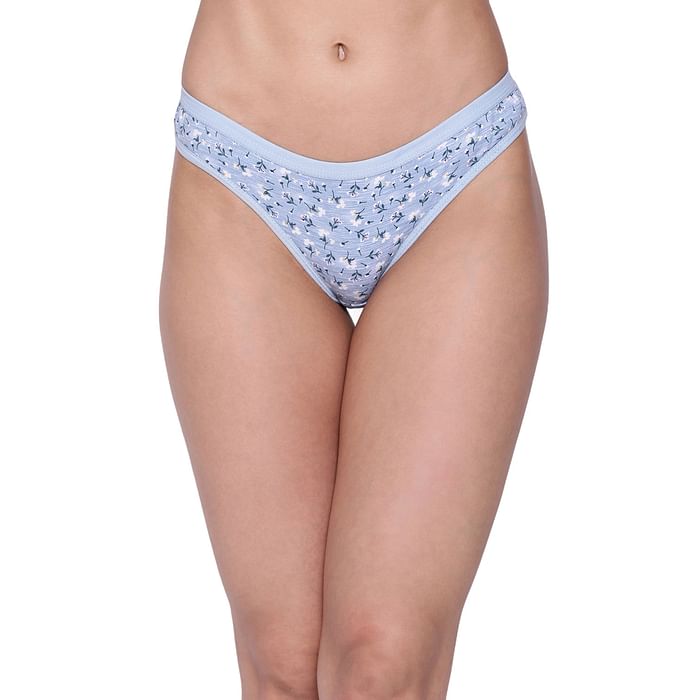 

Clovia Low Waist Floral Print Bikini Panty in Light Blue - Cotton - PN3465T03