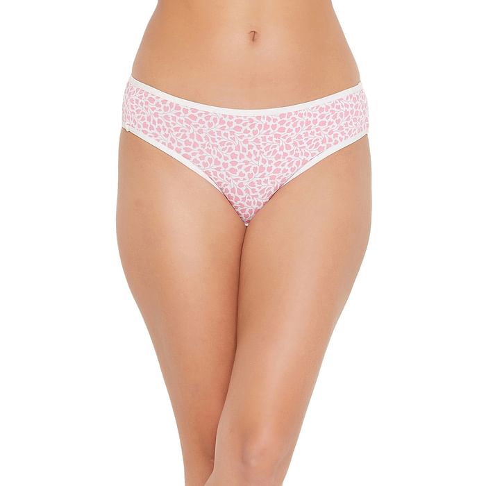 

Clovia Low Waist Floral Print Bikini Panty in White - Cotton - PN3380C18