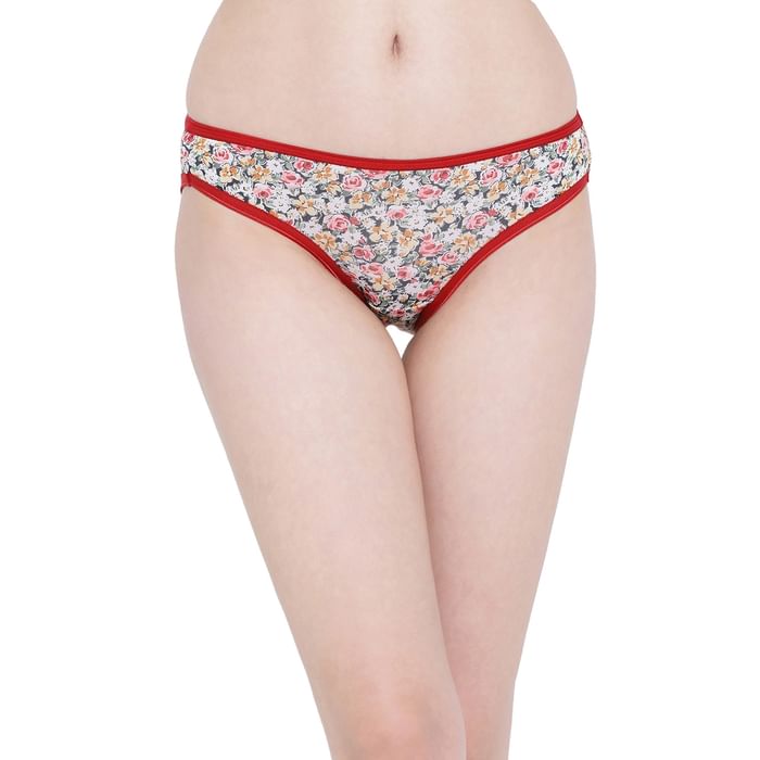 

Clovia Low Waist Floral Print Bikini Panty in White - PN5101x19, Multicolour