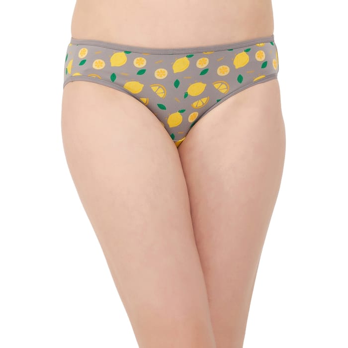 

Clovia Low Waist Fruit Print Bikini Panty in Grey - Cotton - PN3380D05, Dark grey