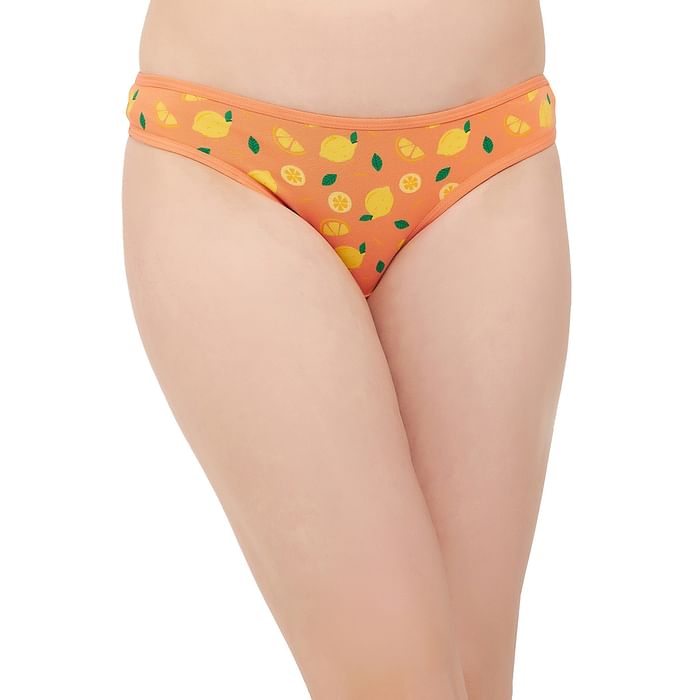 

Clovia Low Waist Fruit Print Thong in Orange - Cotton - PN1481B16