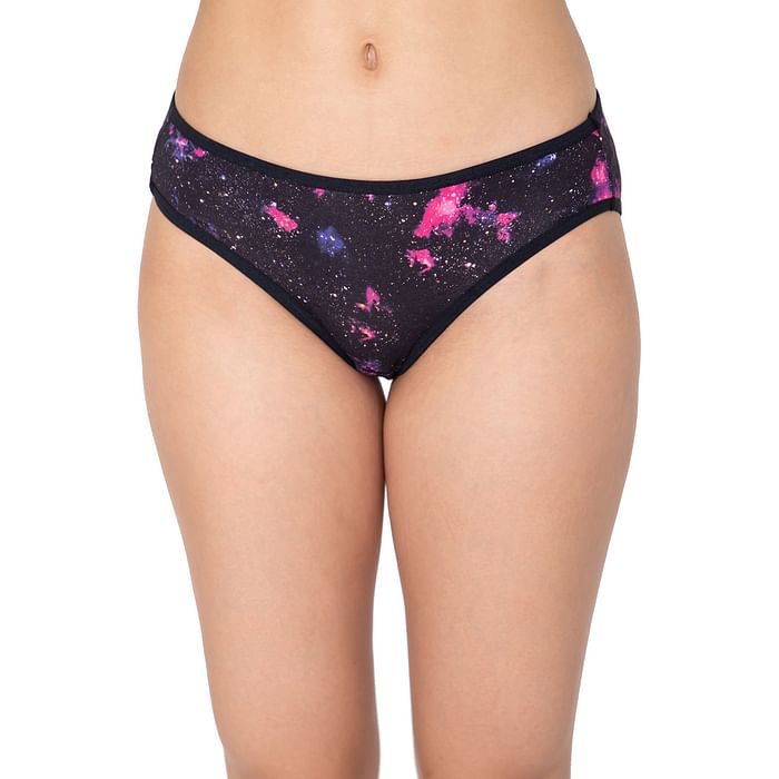 

Clovia Low Waist Galaxy Print Bikini Panty in Black - Cotton - PN3380L08, Navy