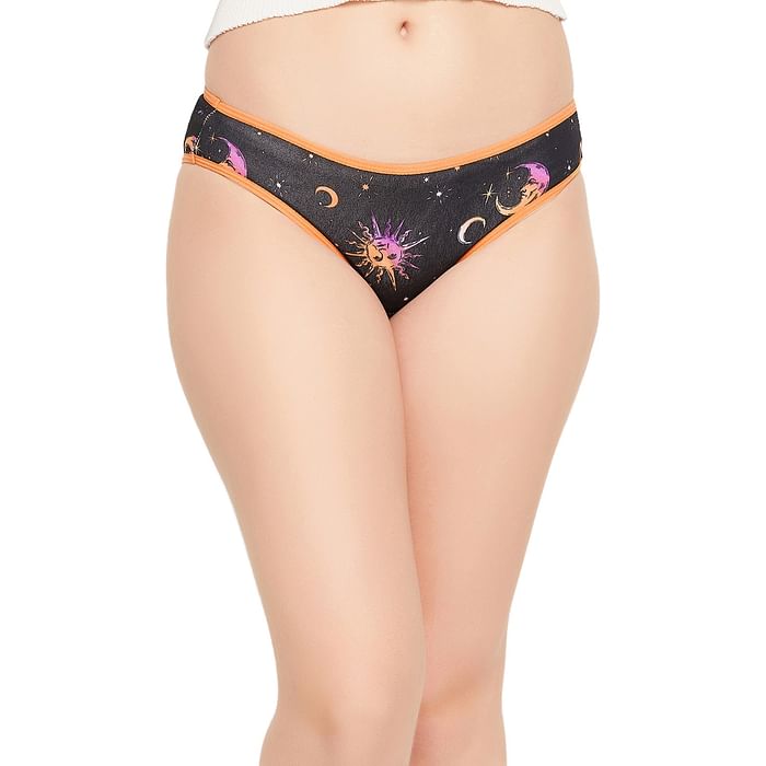 

Clovia Low Waist Galaxy Print Bikini Panty in Black - Cotton - PN3380E13
