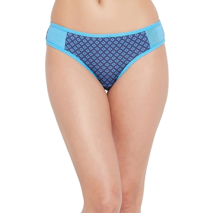 

Clovia Low Waist Geometric Print Bikini Panty in Mauve with Powernet Panels - PN3151A12, Lavender