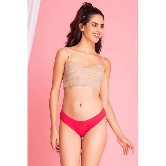 

Clovia Low Waist V-kini Panty in Salmon Pink - Cotton - PN3481A14