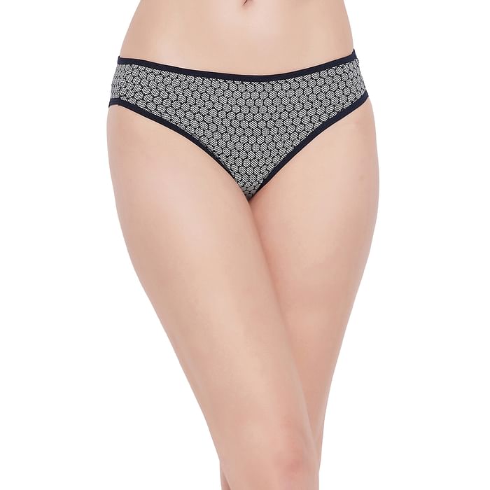 

Clovia Low Waist Honeycomb Print Bikini Panty in Navy - Cotton - PN3380M08