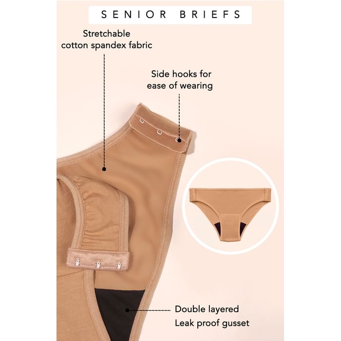 

Clovia Seniors Special Leak Proof Easy-On Bikini Panty in Nude Colour - Cotton - PN3510A24