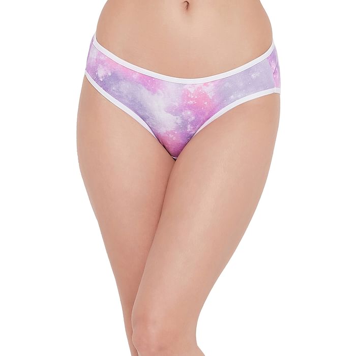 

Clovia Low Waist Marble Bikini Panty in Lilac - Cotton - PN3380M18, White
