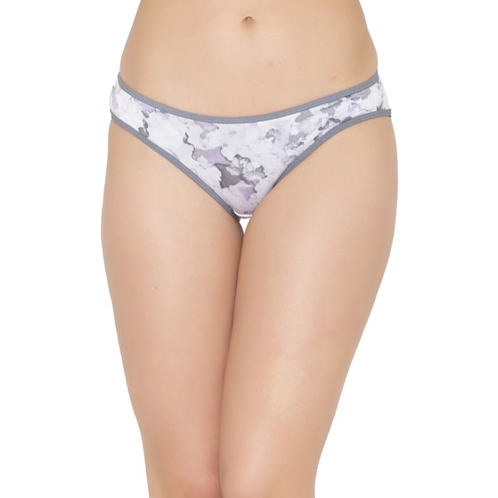 

Clovia Low Waist Marble Print Bikini Panty in White - PN3380B18