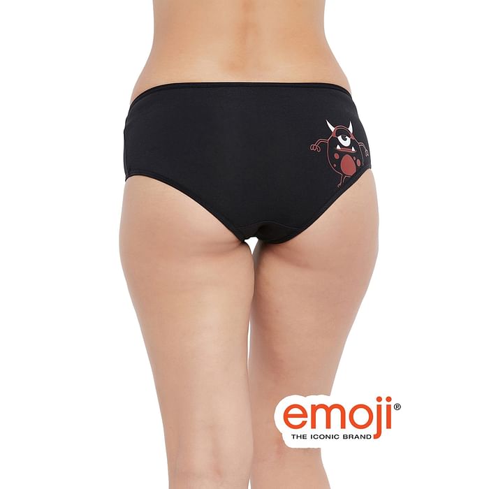 

Clovia Low Waist Monster Print Bikini Panty in Black - Cotton - PN3480A13