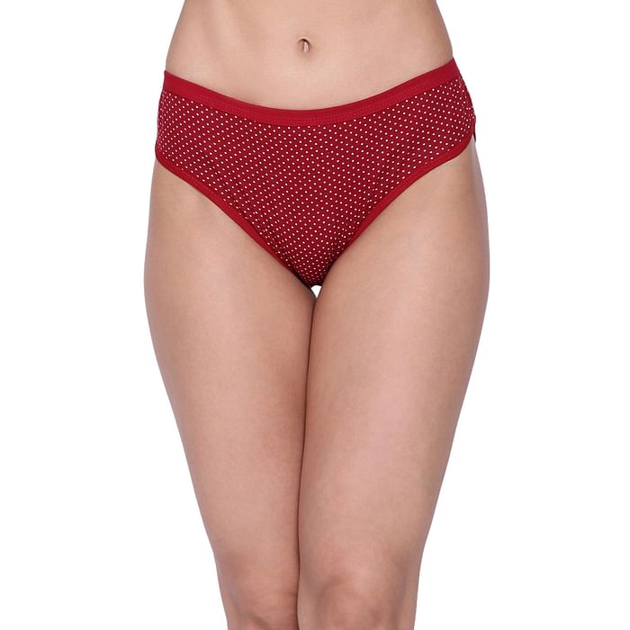 

Clovia Low Waist Polka Print Bikini Panty in Red - Cotton - PN3465P04