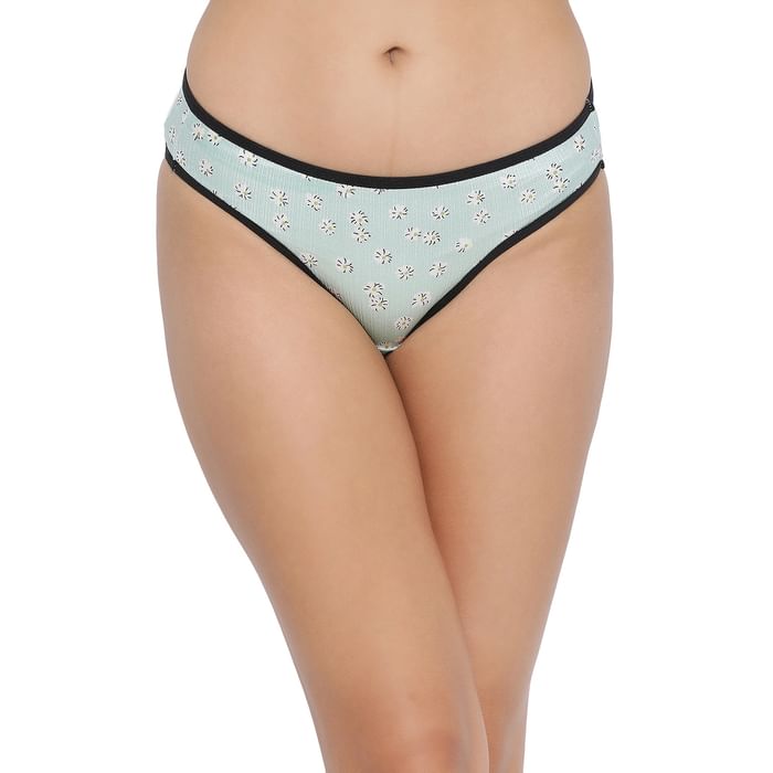 

Clovia Low Waist Printed Bikini Panty with matching BR1789R11 - PN5101U11, Light green