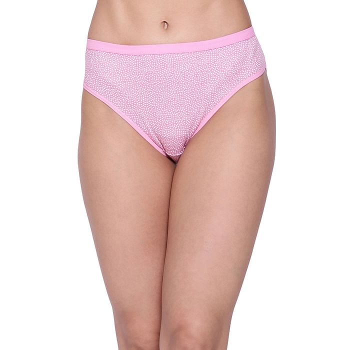 

Clovia Low Waist Printed Bikini Panty in Baby Pink - Cotton - PN3465P22, Light pink