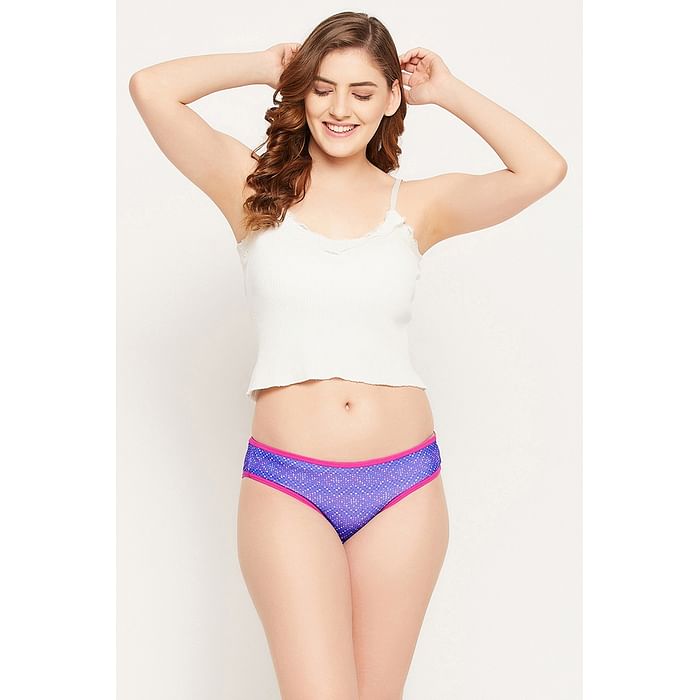 

Clovia Low Waist Printed Bikini Panty in Blue - PN2810C08, Navy