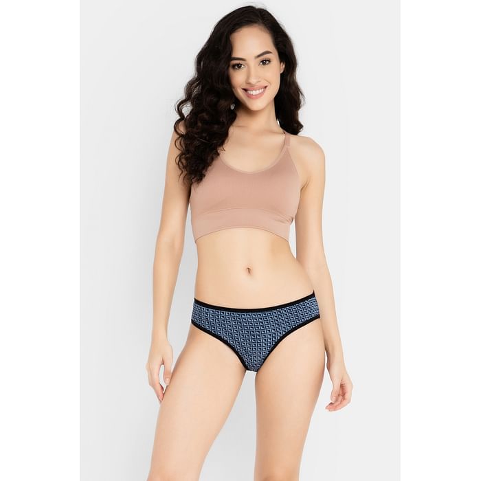 

Clovia Low Waist Printed Bikini Panty in Blue - Cotton - PN3380H08, Navy
