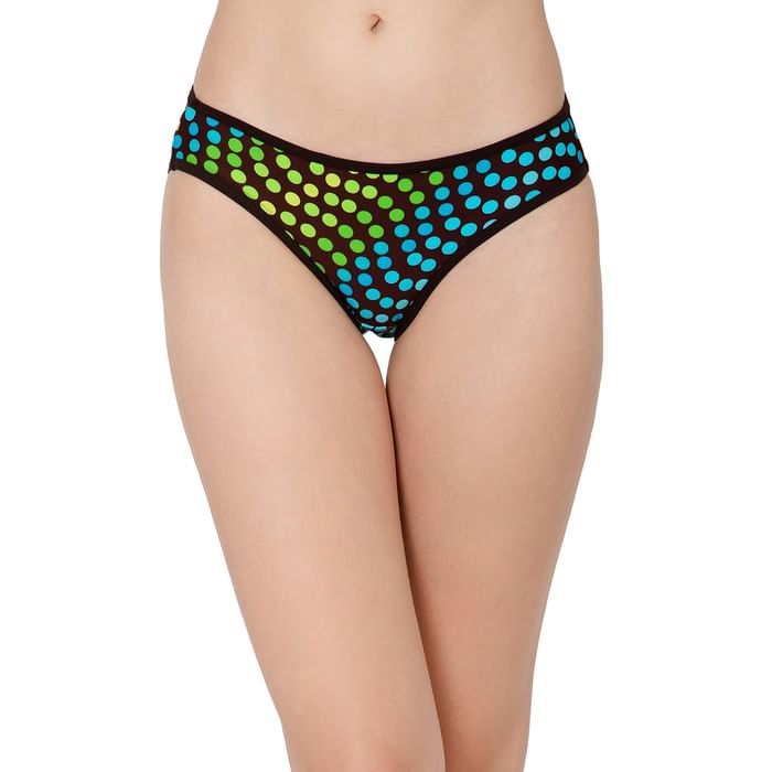 

Clovia Low Waist Dot Print Bikini Panty in Brown - PN2810A06