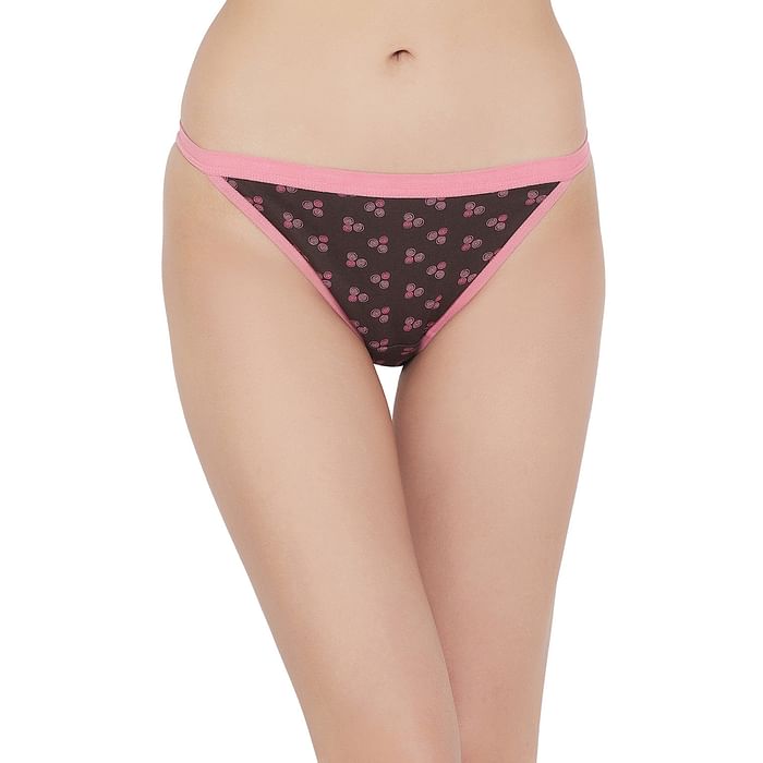 

Clovia Low Waist Printed Bikini Panty in Brown- Cotton - PN3169G06