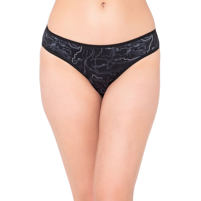 

Clovia Low Waist Printed Bikini Panty in Dark Grey - PN2810D05