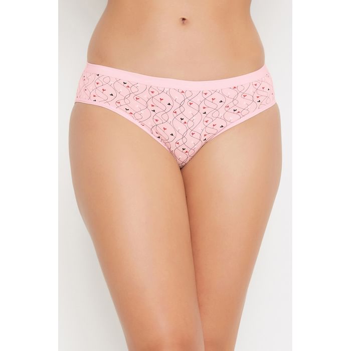 

Clovia Low Waist Printed Bikini Panty in Dusty Pink - Cotton - PN3456A22, Light pink