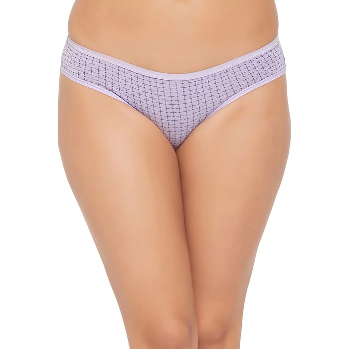 

Clovia Low Waist Printed Bikini Panty in Lilac - Cotton - PN3380F12, Lavender