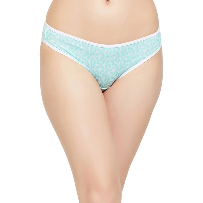 

Clovia Low Waist Printed Bikini Panty in Mint Green - PN2810B11, Light green