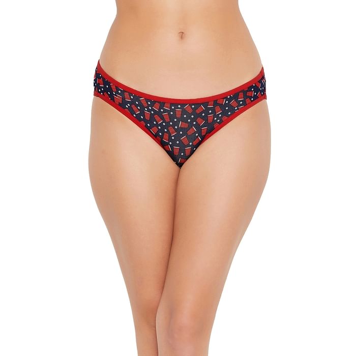 

Clovia Low Waist Printed Bikini Panty in Navy - PN3380C08