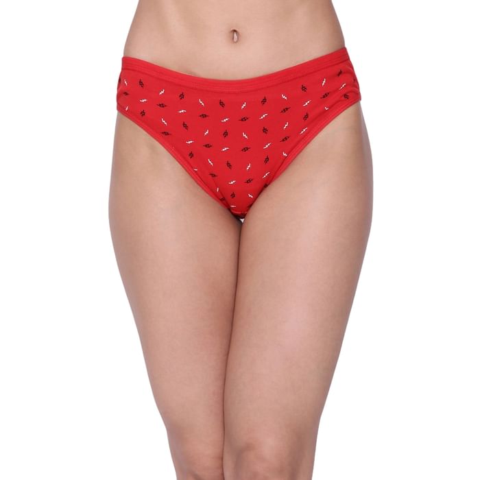 

Clovia Low Waist Printed Bikini Panty in Red - Cotton - PN3465E04