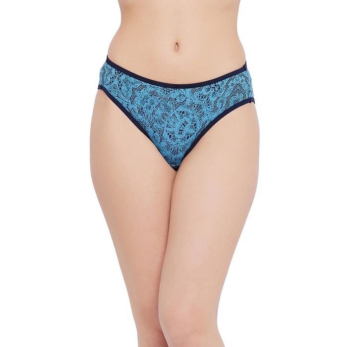 

Clovia Low Waist Printed Bikini Panty in Sky Blue - PN2519A03, Light blue