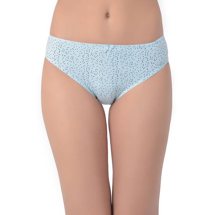 

Clovia Low Waist Printed Bikini Panty in Sky Blue - Cotton - PN3465F03, Light blue