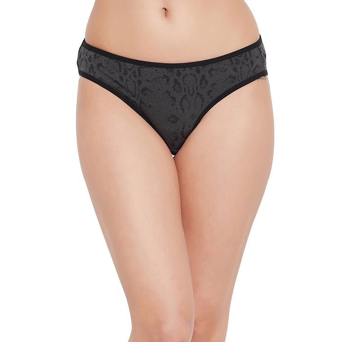 

Clovia Low Waist Snakeskin Print Bikini Panty in Dark Grey - Cotton - PN3380E05