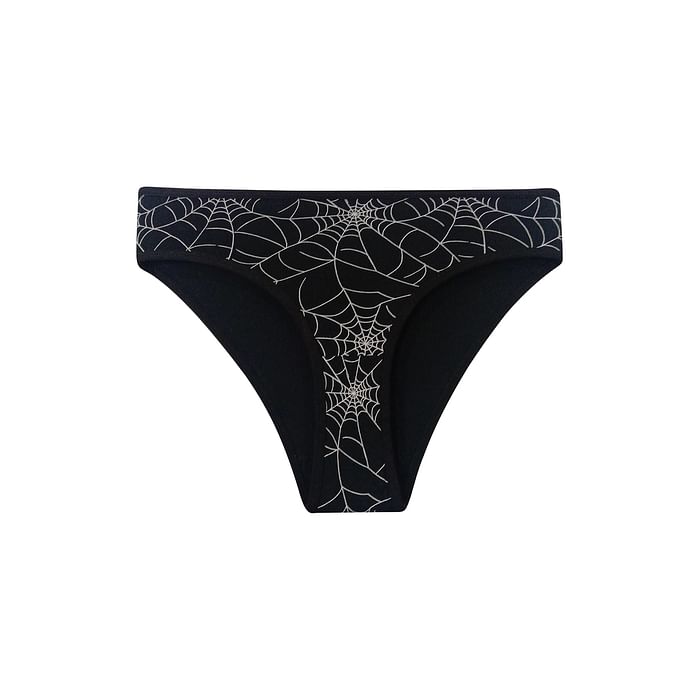

Clovia Mid Waist Spider Web Print Bikini Panty in Black - Cotton - PN3467F13