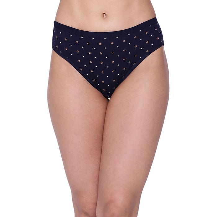

Clovia Low Waist Star Print Bikini Panty in Navy - 100% Cotton - PN3465P08