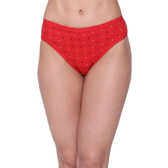 

Clovia Low Waist Star Print Bikini Panty in Red - Cotton - PN3465D04