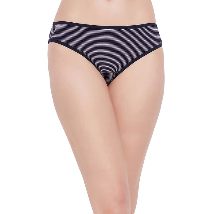 

Clovia Low Waist Striped Bikini Panty in Navy - Cotton - PN3380N08