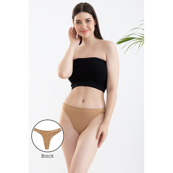 

Clovia Low Waist Thong In Nude - Cotton - PN1155P24, Nude-colour