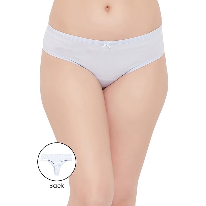 

Clovia Low Waist Thong in Baby Blue - Cotton - PN3507P03, Light blue