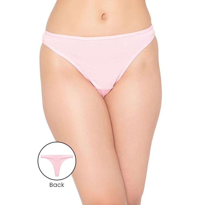 

Clovia Low Waist Thong in Baby Pink - Cotton - PN1155A22, Light pink