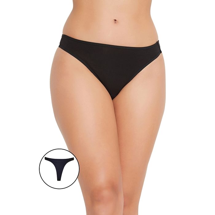 

Clovia Low Waist Thong in Black - Cotton - PN1155P13