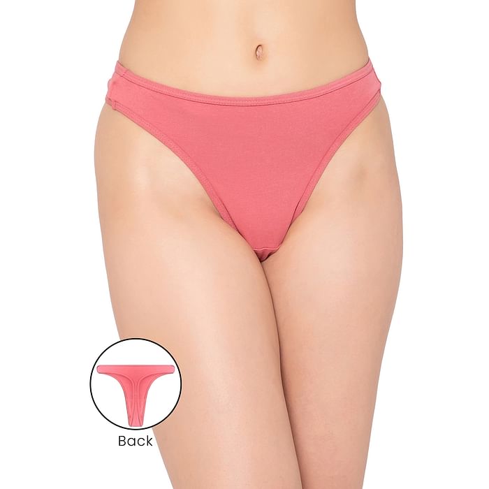 

Clovia Low Waist Thong in Mauve - Cotton - PN1155B22, Light pink