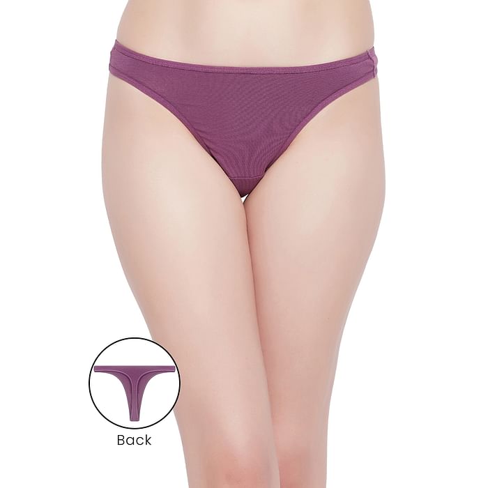 

Clovia Low Waist Thong in Mauve - Cotton - PN1155A15, Purple