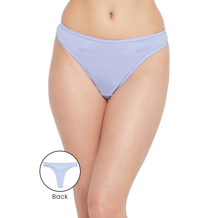 

Clovia Low Waist Thong in Powder Blue - Cotton - PN1155A03, Light blue