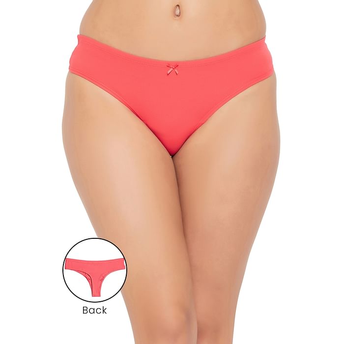 

Clovia Low Waist Thong in Red - Cotton - PN3507P04